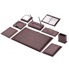 Set birou din piele LUX maro 11 pcs